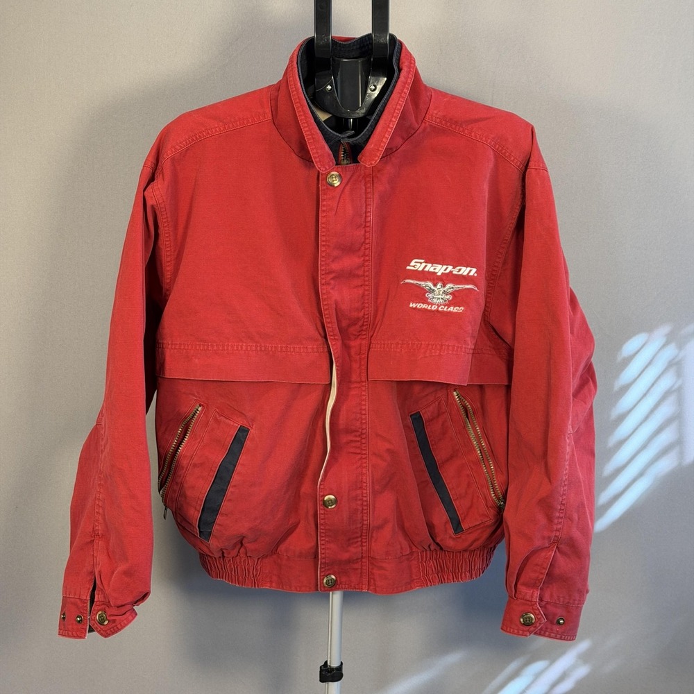 Vintage Snap-on Jacket Mens Large Red World Class Mechanic Bomber Hong Kong 90s